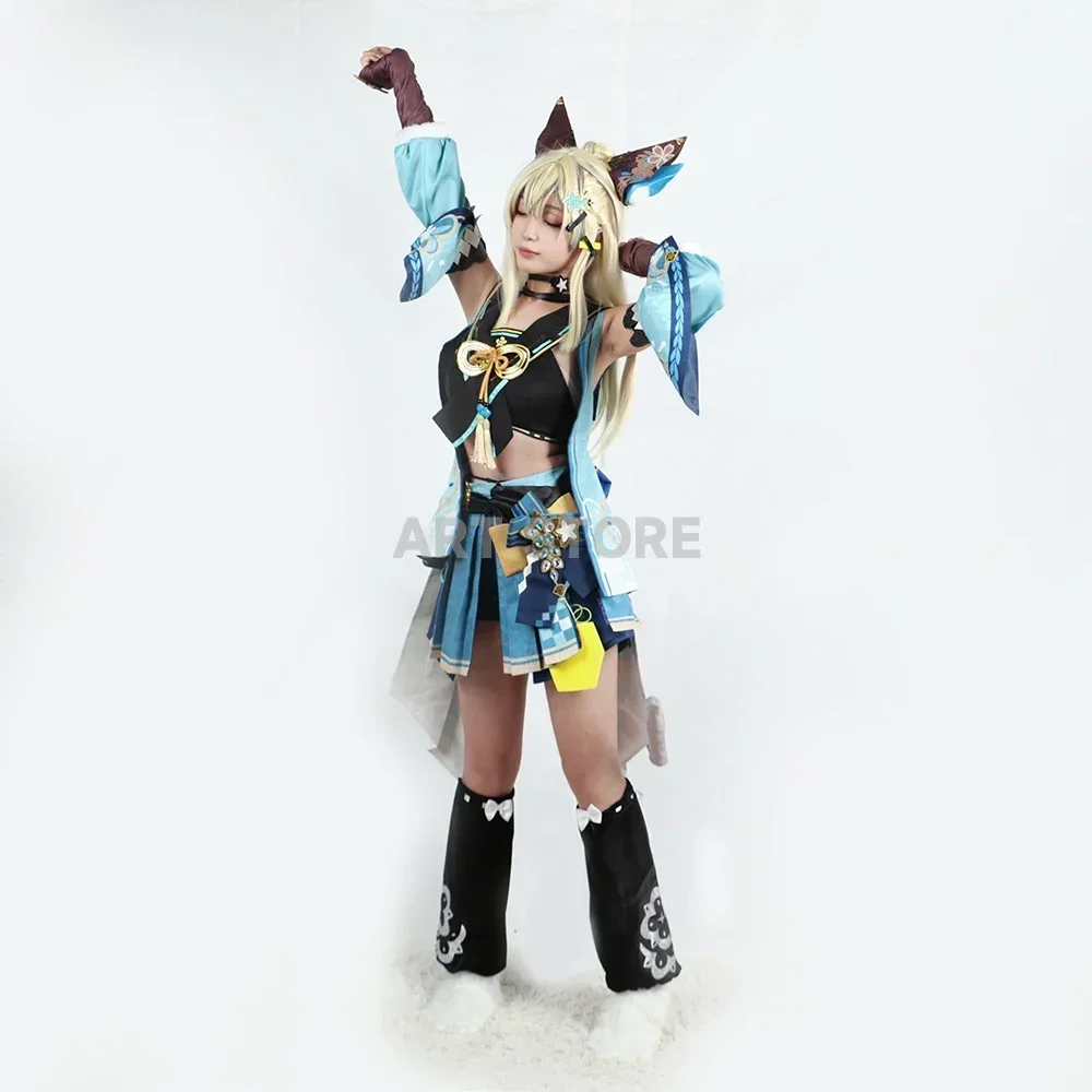 Kirara Costume Genshinimpact Cosplay Kirara Ears Tails Suit Women Wig Game Courier Cat Upon Halloween Carnival Party Outfit