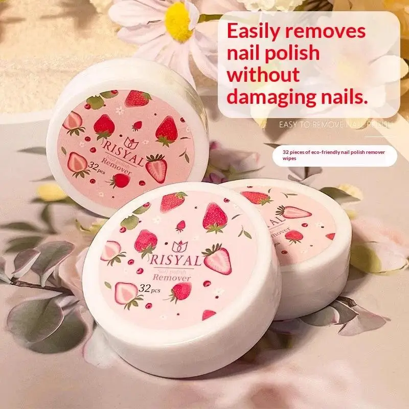32pcs/Box Disposable Nail Removal Supplies Natural Safe Nail Polish Glue Removal Towel Nail Piece Manicure Tools