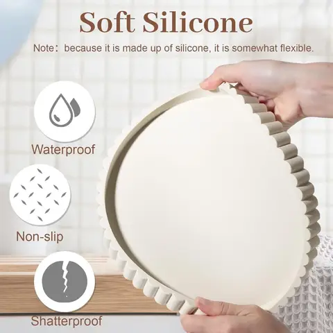 23CM Round Decorative Tray, Multi‑Purpose Organizer for Jewelry, Candles, Cosmetics, Bathroom, Bedroom, Coffee Table Home Decor