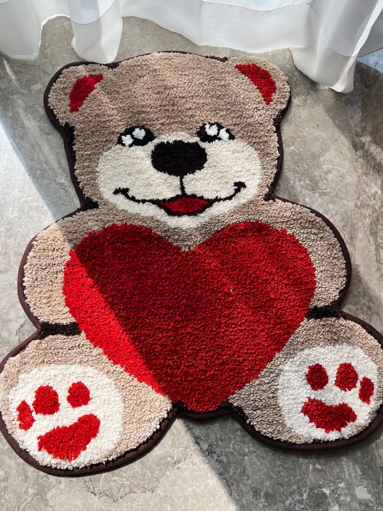 

Soft Bathroom Entrance Mat Cartoon Bear Anti-Slip Rug Door Mat Water Absorbent Floor Carpet Children's Pad Home Decorative