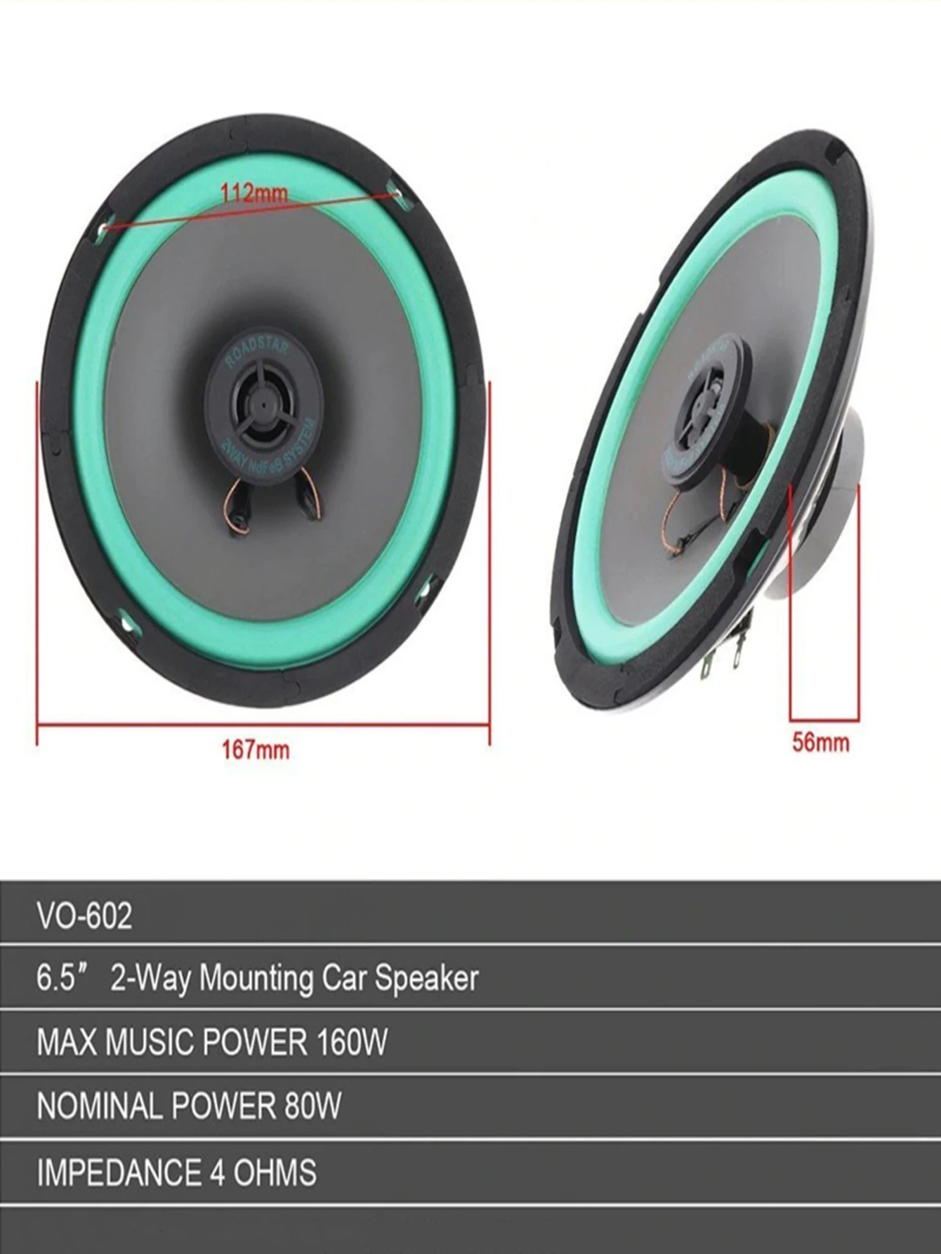 Universal Music Full Range Frequency Stereo Speaker 4/5/6 Inch Speakers 160W HiFi Coaxial Subwoofer Car Loudspeaker