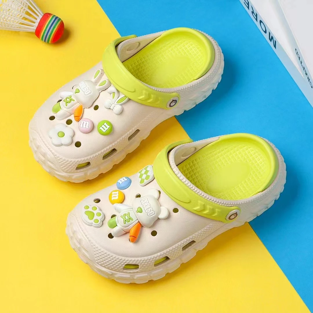 kids Mules Clogs summer baby boys girls Cartoon sandals flat heels solid cartoon slippers children\'s garden shoes