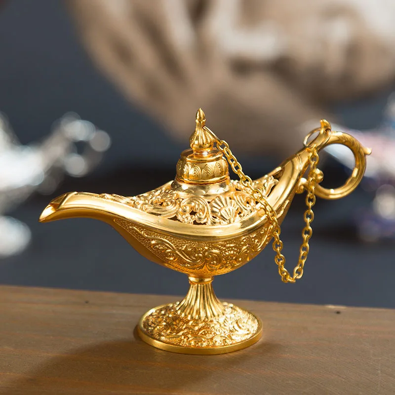 

Girls Jasmine Aladdin Magic Lamp Metal Crafts Wishing Lamp Aromatherapy Stove Home Decoration Creative Ornaments Children Gifts
