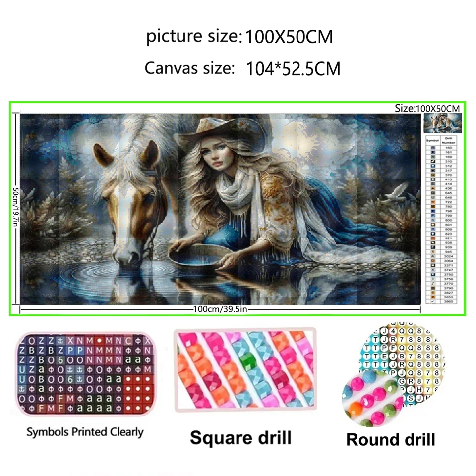 Beautiful Cowgirl Horse Diy Diamond Painting Fantasy Vibrant Mystical Diamond Mosaic Embroidery Cross Stitch Kits Home Decor