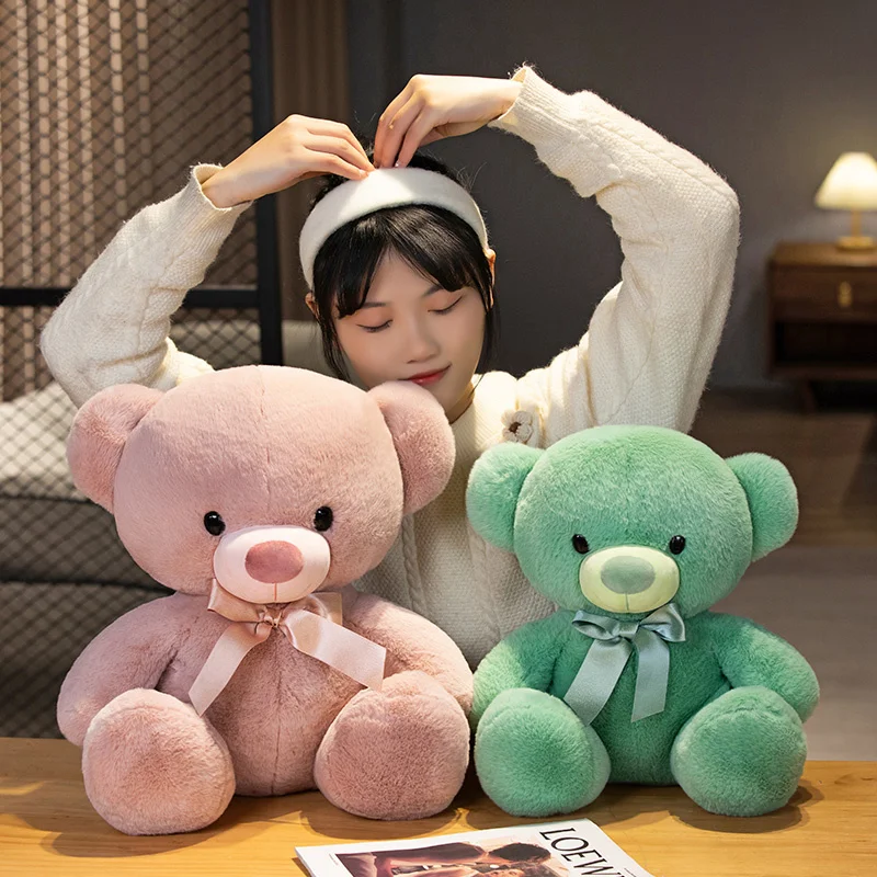 

New 1pc 35-50CM Cute Bow Tie Teddy Bear Plush Toys Stuffed Soft Doll For Children Kids Lovers Kawaii Gift Animal Plushie Pillow