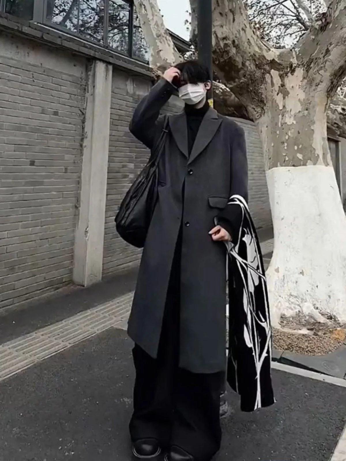 

Мужское шерстяное пальто Cossa Civilian с глубокими глазами, средней длины, весна-осень, корейская ветровка Briti lectual Sle