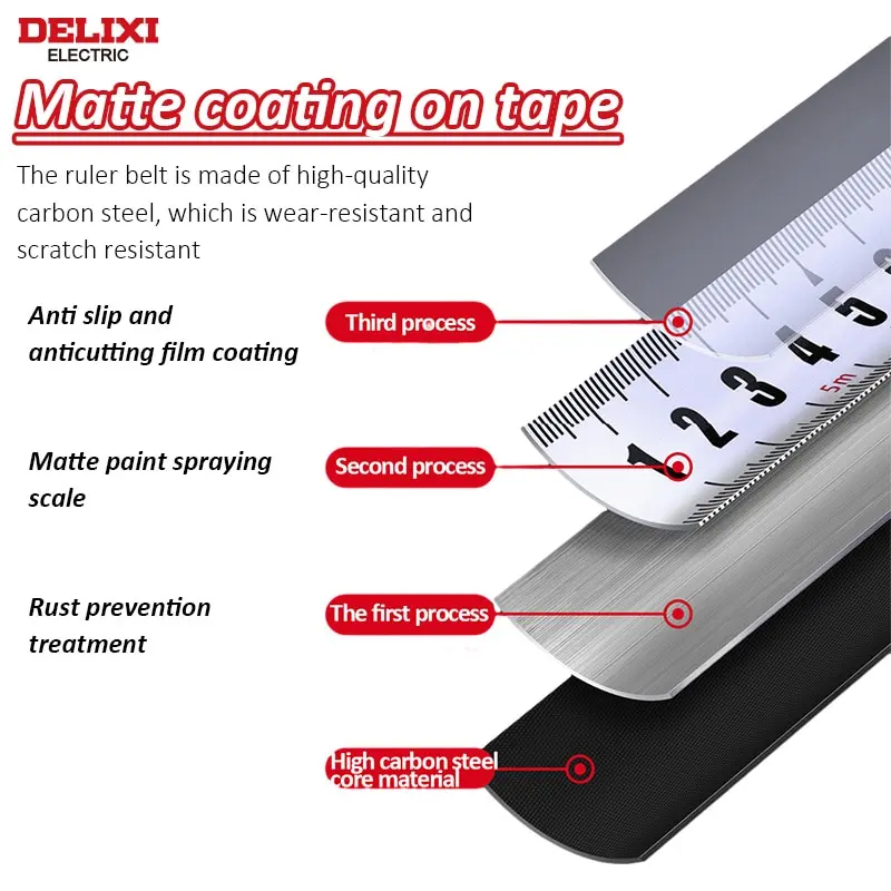 مقياس شريط فولاذية كهربائي DELIXI ، مقاوم للسقوط ، سميك ومتين ، مسطرة صندوق مقاومة للاهتراء ، m * 25 #2
