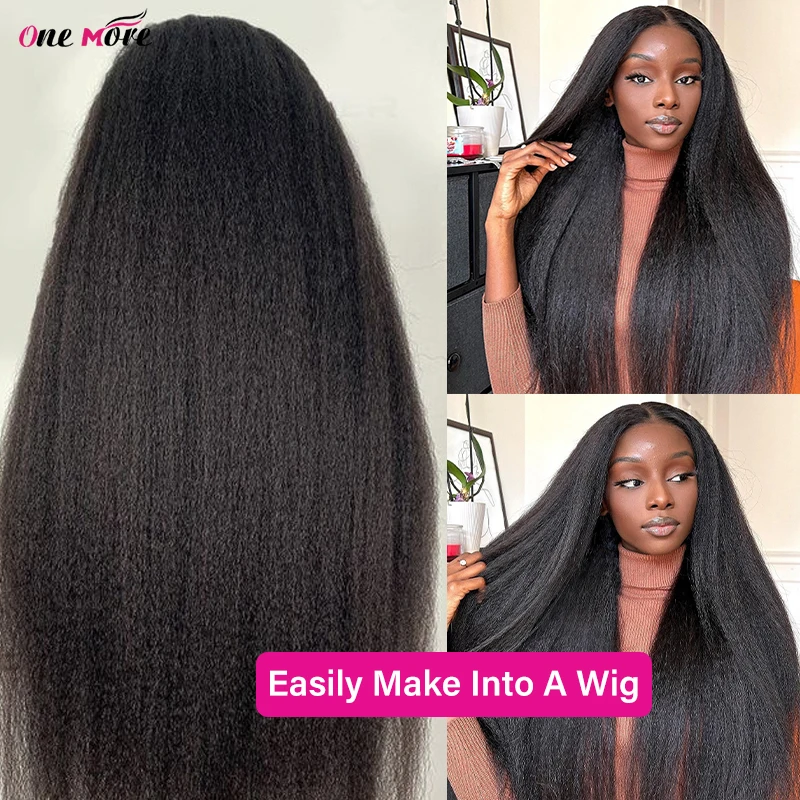 Brazilian Yaki Kinky Straight Human Hair Bundles with Closure 4x4 Bulk Remy Hair 30 Inch Double Weave Hair Extensions