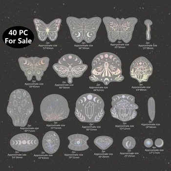 40 ks holografických třpytivých samolepek z PET, průhledných lesklých, vodotěsných, dekorativních obtisku na lahve s vodou, scrapbooking, notebook. 10 nejlepší prodej vodní bullet - №10