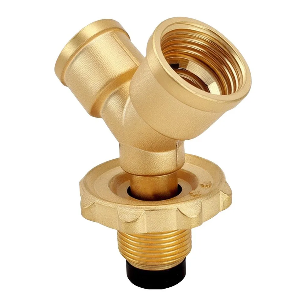 Solid Brass Propane Y Splitter Adapter, Quick Connect Dual Outlet For BBQ Camping Stove, High Thread Accuracy Gas Cylinder Bottl