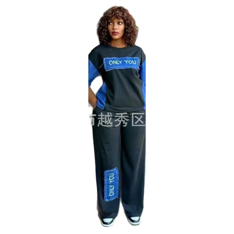 

Customized 2 Pieces Women's Sets 2025 Autumn Winter Letter Print Pullover Suit Tops And Pants Suits Two Piece Set Tracksuit Outf