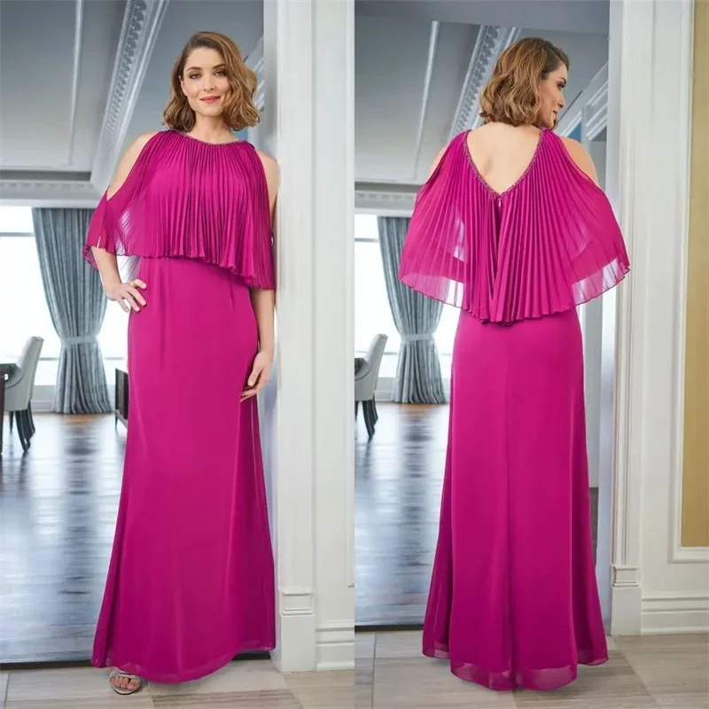 

Ruched Chiffon Evening Gowns Custom Made Mother of the Bride Dresses Floor Length Plus Size A Line Wedding Guest Dress New