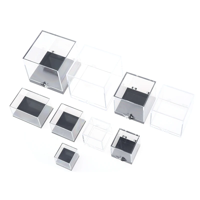 Boîtes de rangement transparentes pour pièces de monnaie, vitrine de pierres précieuses, récipient pour spécimen, mini cube carré, étui en acrylique brut, napStandard, 1PC