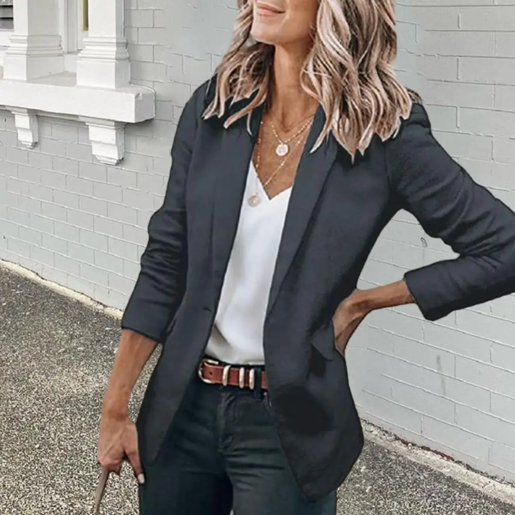 Blazer formel à manches longues pour femmes, manteau cardigan coupe couvertes, veste trempée pour dames, style avocat, bouton unique, affaires, bureau