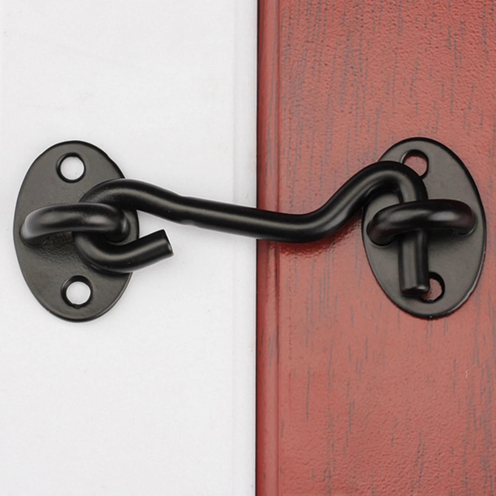 1 Set Window Hook Latch Rustproof Heavy Duty Stainless Steel Eye Latch for Home Security Ventilation Black Hardware