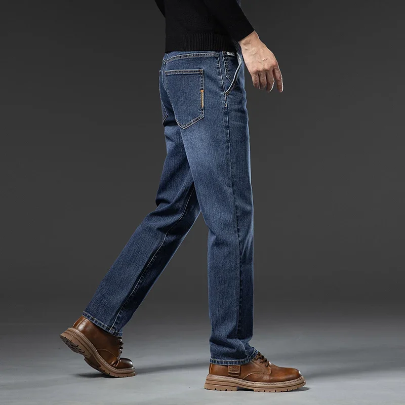 メンズジーンズ 春秋冬新作 ストレートストレッチ メンズビジネスデニムパンツ