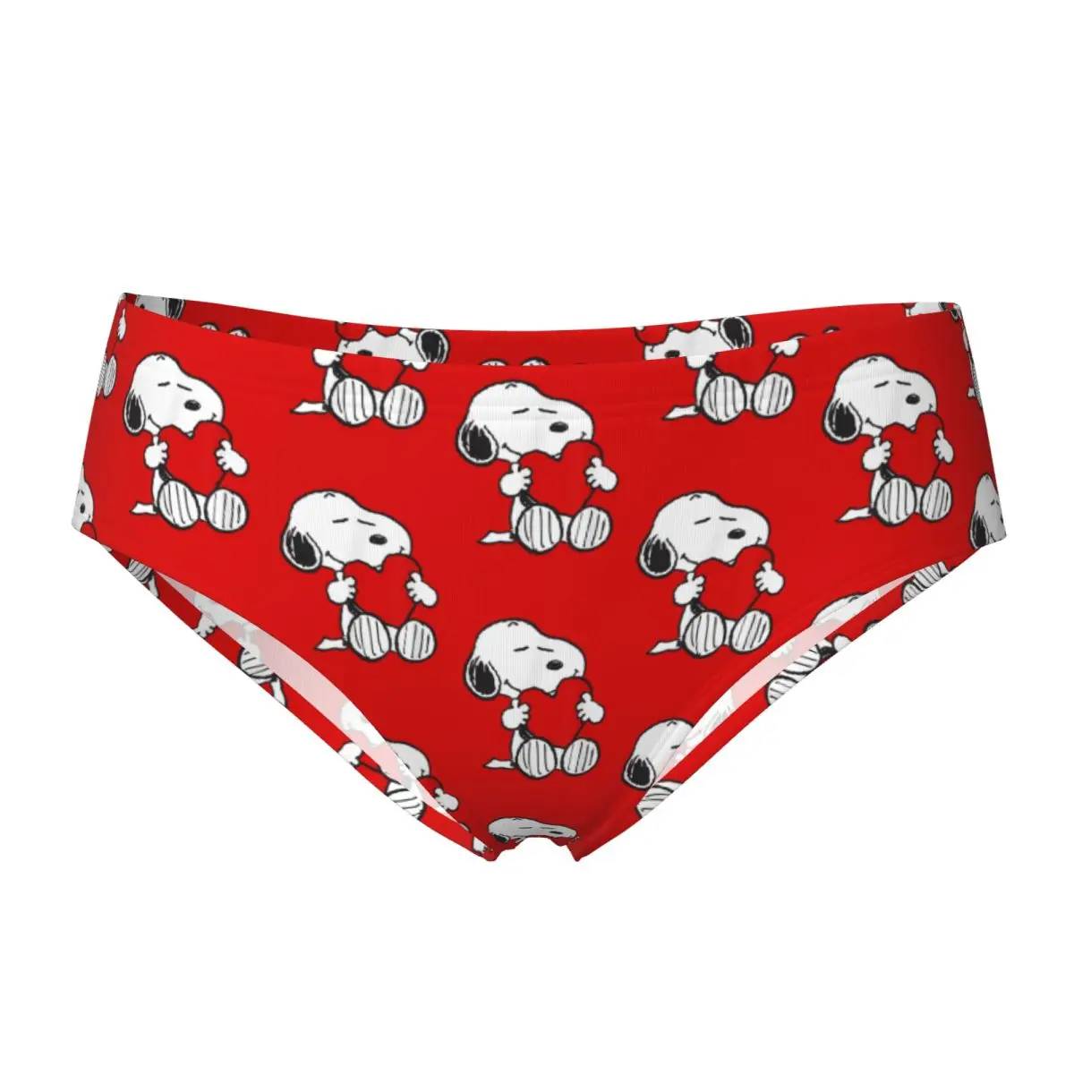 Amendoim impresso dos namorados snoopy abraçando coração calcinha briefs roupa interior feminina cuecas macias para o sexo feminino