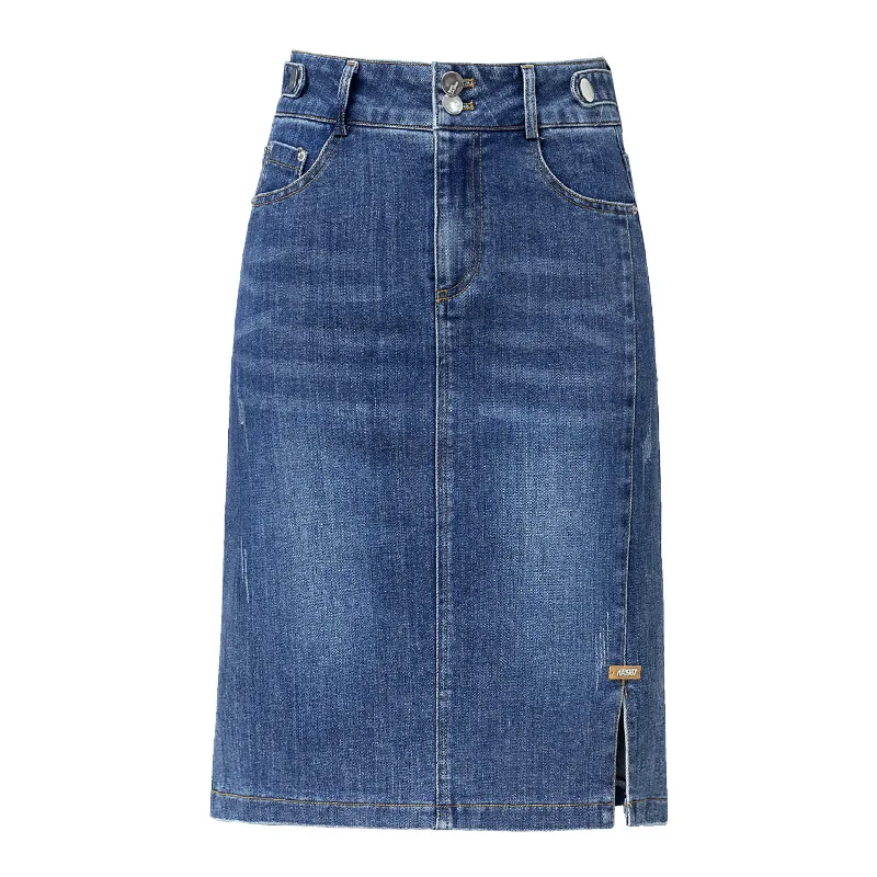 2024 New Denim Skirt Women's Mid-Length Spring Summer Split Fashion Casual Slimming Bag Hip A-Line Denim Skirt