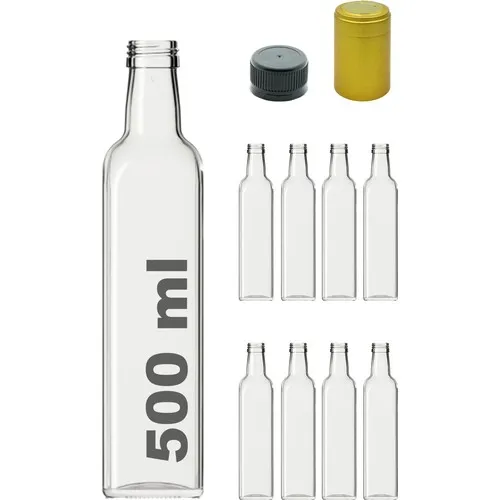 Afracam Maraska Transparent 500 ml Lock Lid and Hooded Empty Glass Bottle 8 Pieces