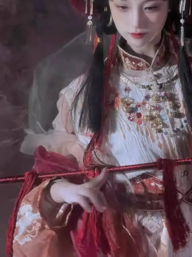 

2024 Spring/Summer[Little Fairy]Ming Dynasty Style Double-Breasted Round Neck Stand Collar Bi-Jia Pipa Sleeve Ma-Face Skirt