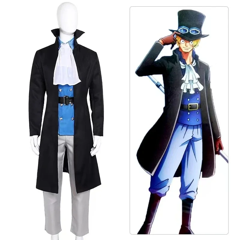 One piece Sabo cosplay men's anime clothing long jacket set comic show clothes Halloween party costumes