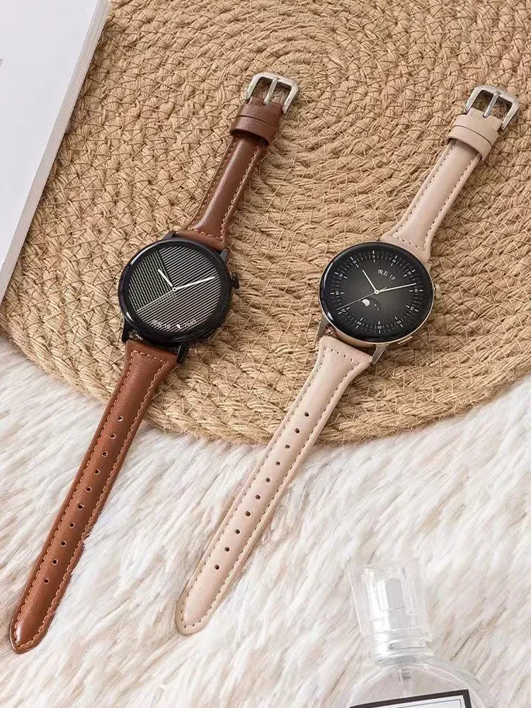 Slim Leather strap For Samsung Galaxy watch 7/ 6/5/5 pro/4 Classic/active 2 women belt 20-22mm bracelet Huawei watch GT 4-2e-3