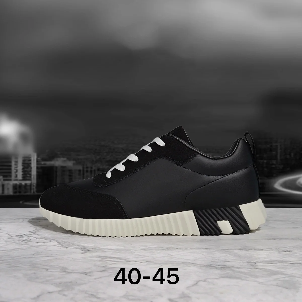 Chaussures de sport et baskets décontractées pour hommes Merk H Designer, en cuir et mesh, à lacets, style running