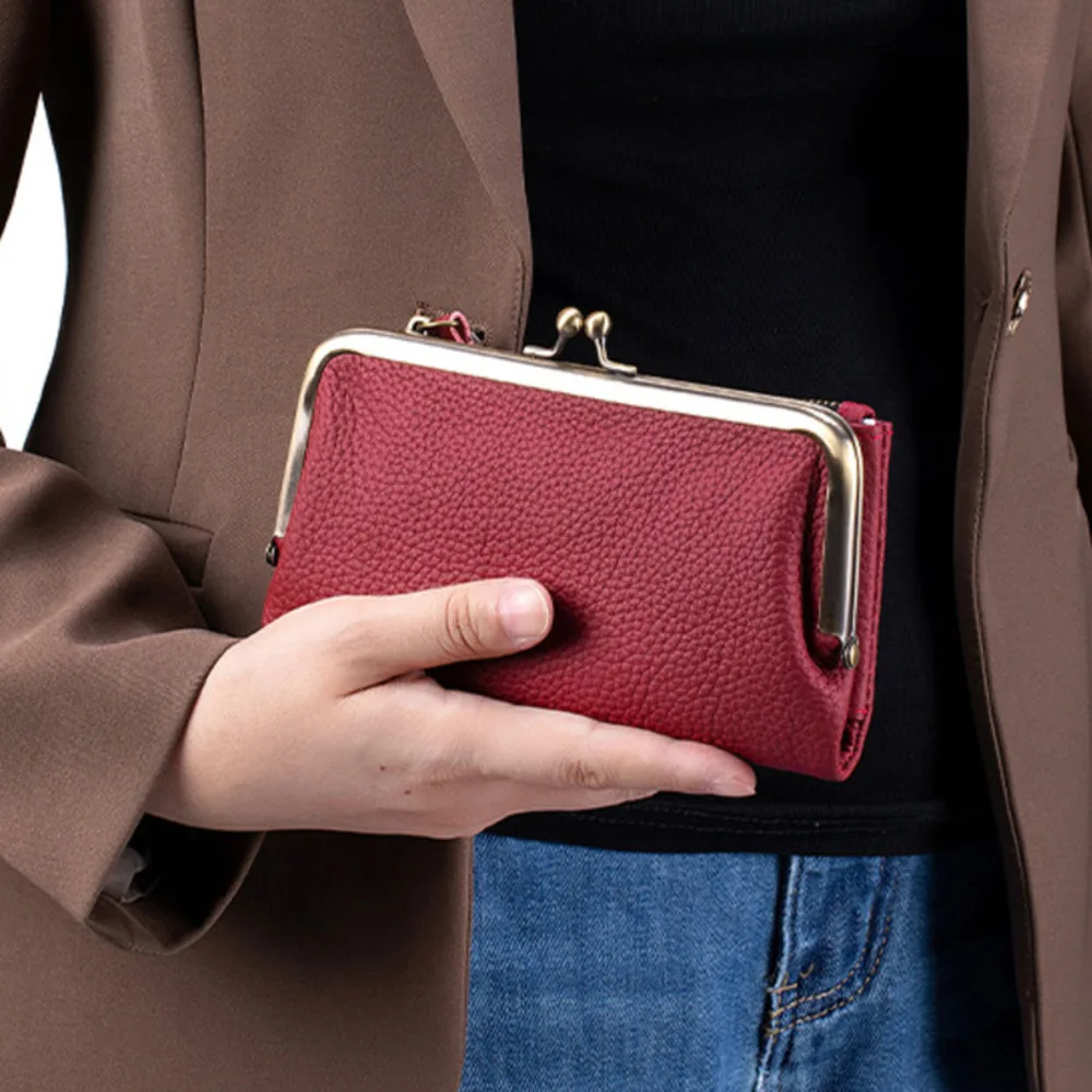 Fashion Woman Long Pursev Genuine Leather Lychee Pattern Clutch Wallet Lady Handy Bag Woman Purse Long Wallet For Women