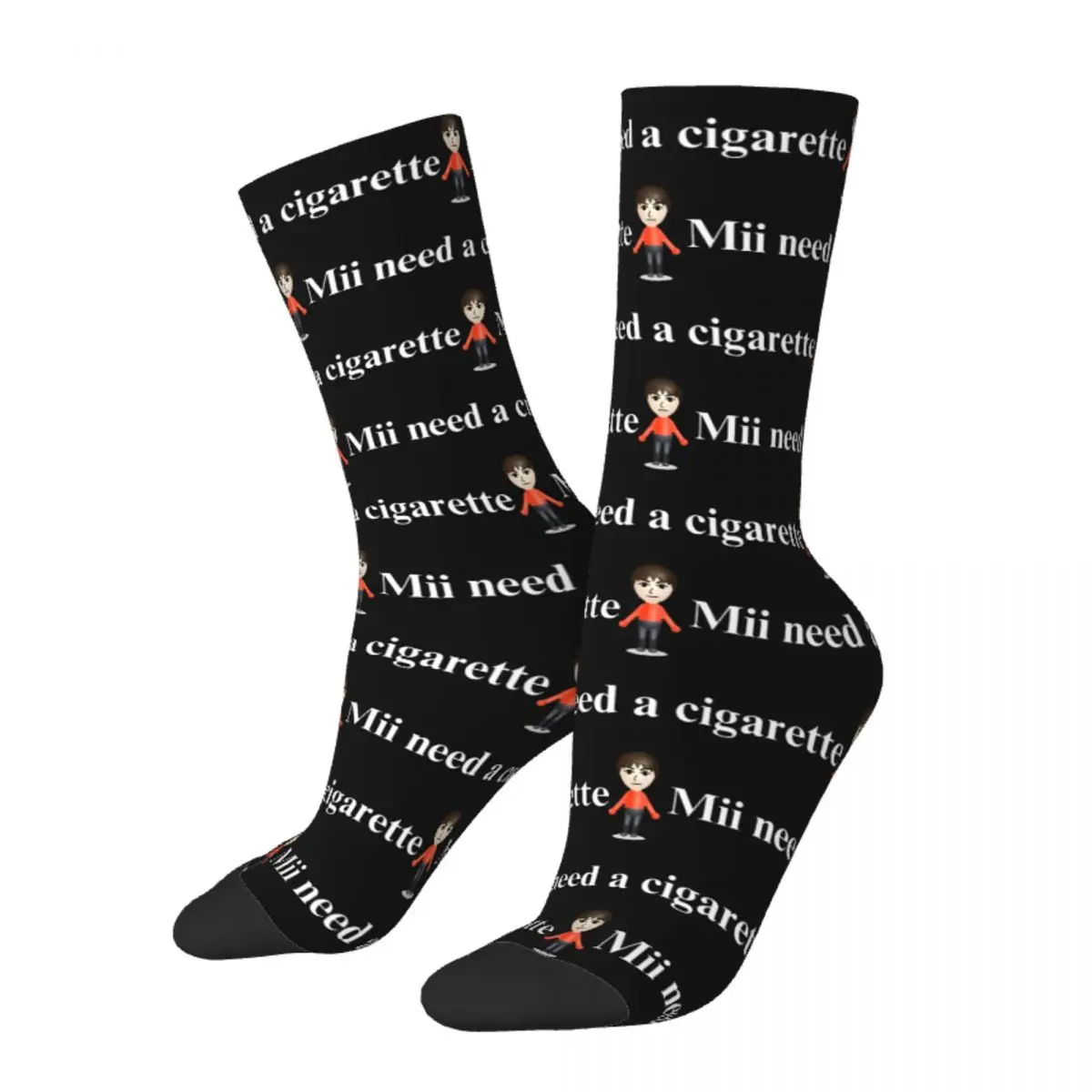 Winter warme bunte Unisex Mii Need A Cigarette Socken Mii Brawler rutschfeste Mittelrohrsocken