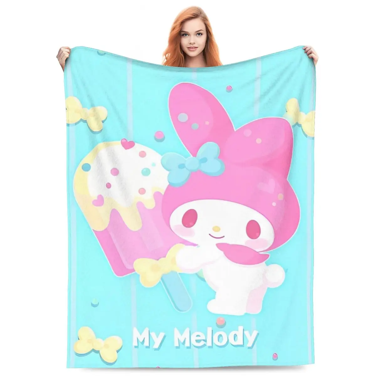 Warm Blanket Travel Cartoon Sanrio My Melody Bedding Throws Flannel Bedspread For Couch ChairFluffy Sofa Bed Cover