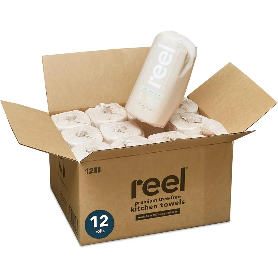 Asciugamani di carta riciclata premium 12 rotoli 2 strati realizzati da TreeFree 100 carta riciclata EcoFriendly ipoallergenico e plastica zero P