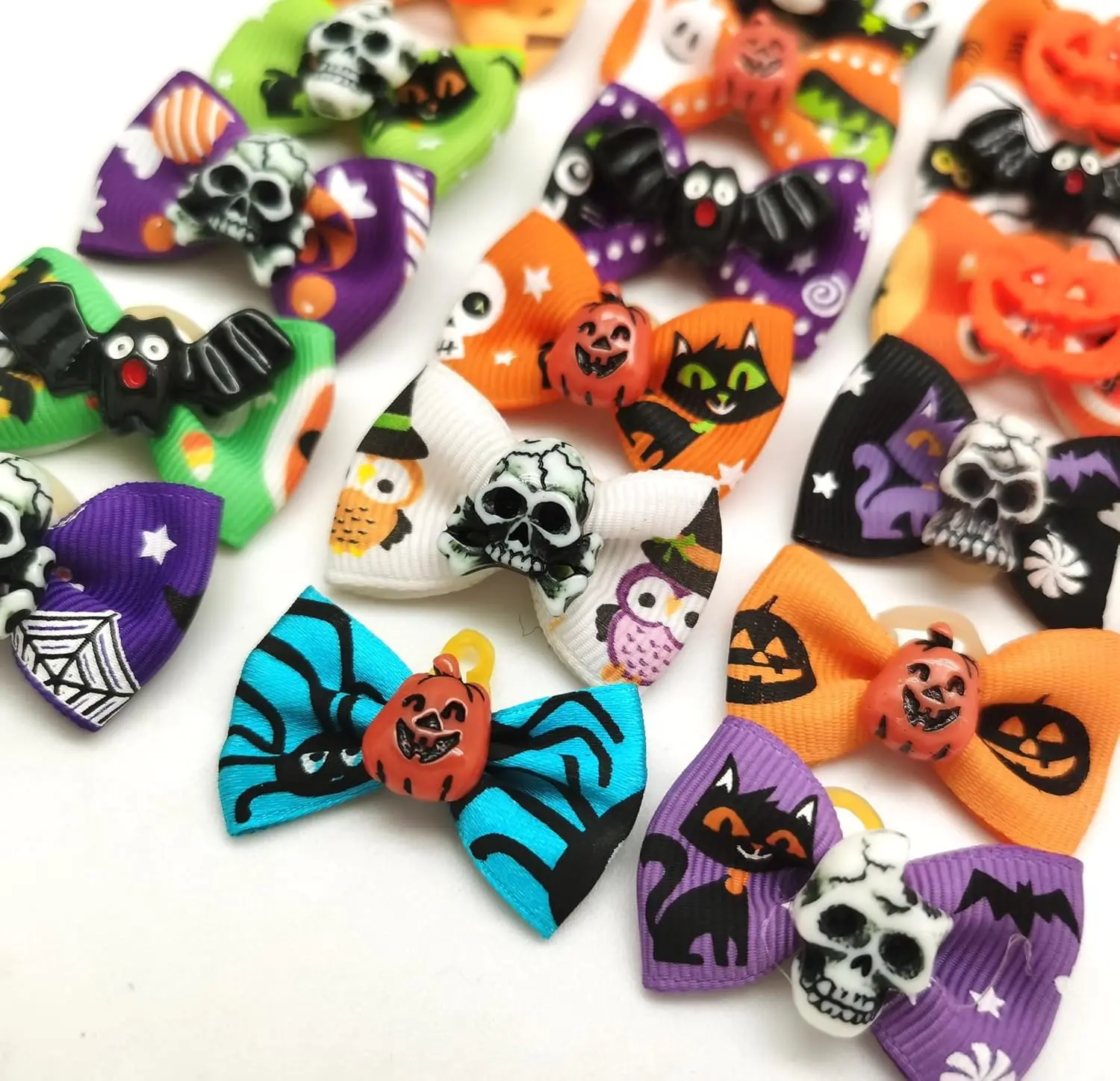 Halloween-Band mit Schleife für Welpen, Yorkie, Hundehaar, mit Gummiband, 40 mm, verschiedene Farben, verschiedene Muster, Haustierpflegeprodukte (Halloween) – Detail 7