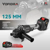 Yofidra 125mm Brushless Electric Angle Grinder 20000RPM Brushless Cordless Angle Grinder M14 Power Tool  For Makita 18V Battery