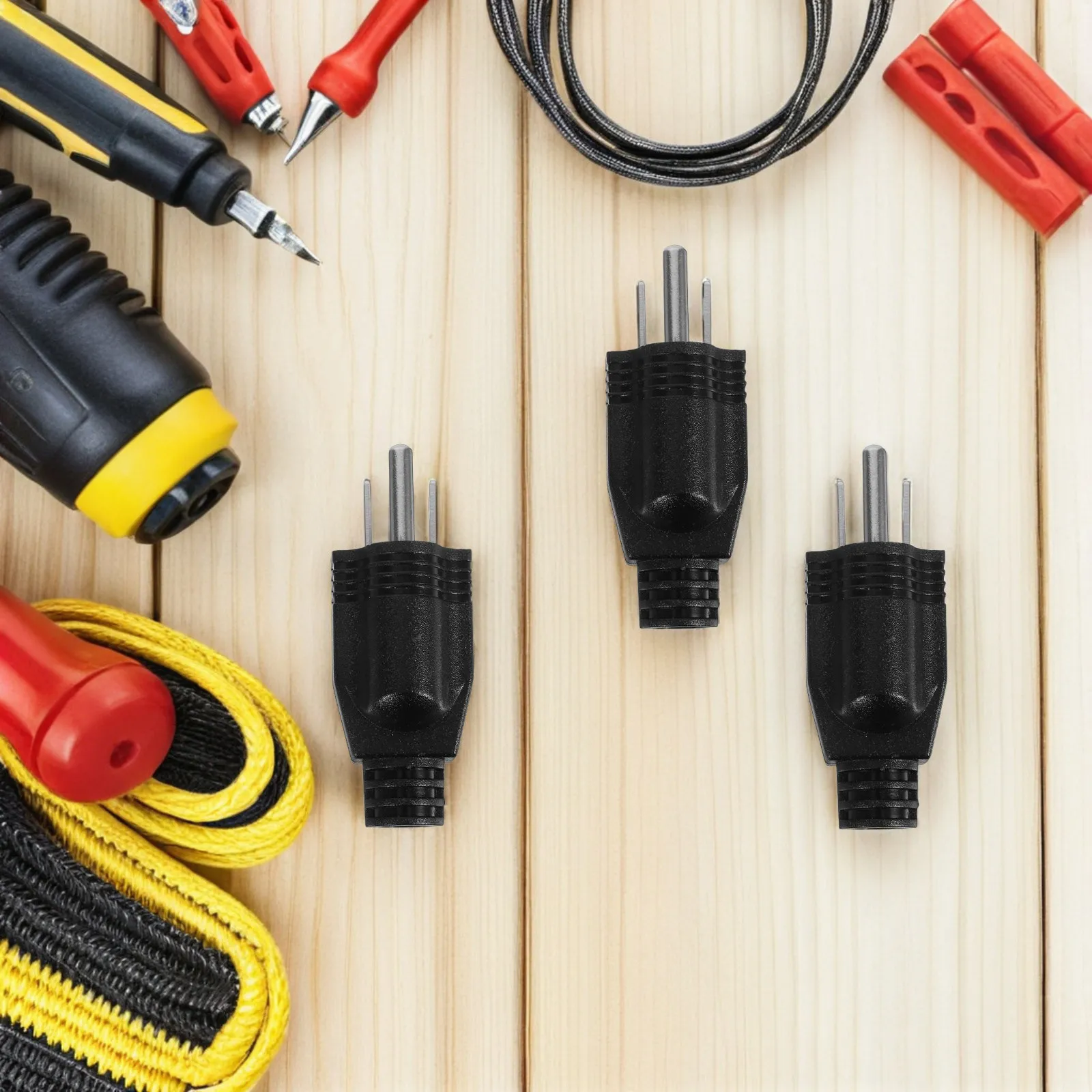 3Pcs Usa Standard Detachable Three-Pin Power Plug with Safety Grounding for Appliance Cord Repair Extension Socket Adapter Male