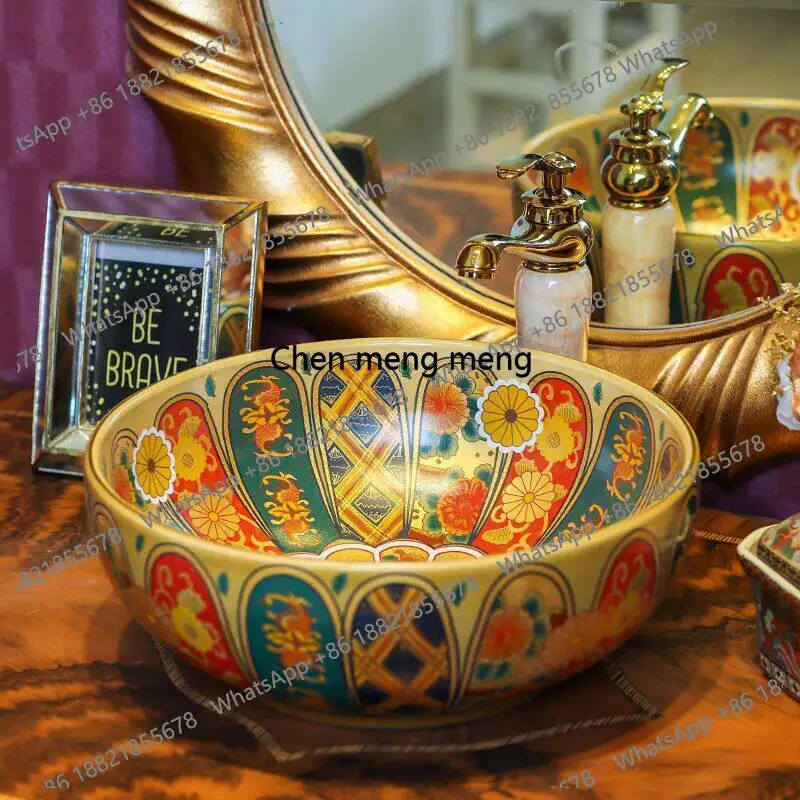 

Американская винтажная керамическая раковина для столешницы, антикварная круглая раковина для столешницы, для домашнего использования