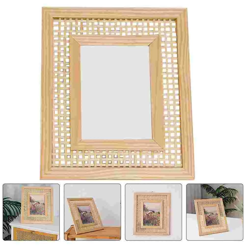 

Unique Picture Frame Woven Retro Decor Hanging Mirror Decorative Frames Wall Mirrors