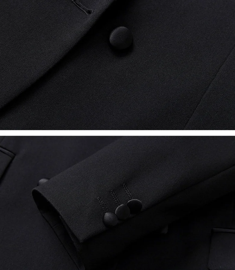 Patchwork Satin Double-breasted Designer Mens Black Blazer Hombre Elegant Groom Wedding Banquets Party Suits Jackets Coats 5XL