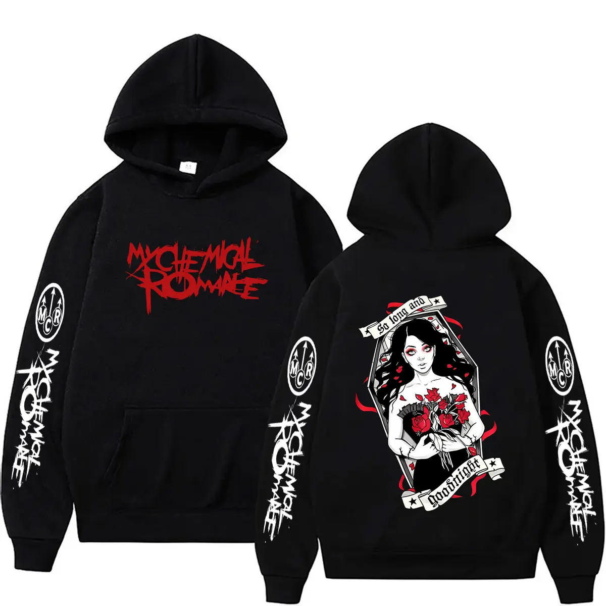 My Chemical Romance So Long and Goodnight Graphic Hoodie Men Women Punk Emo Rock Oversized Hooded Tracksuit Male Casual Hoodies