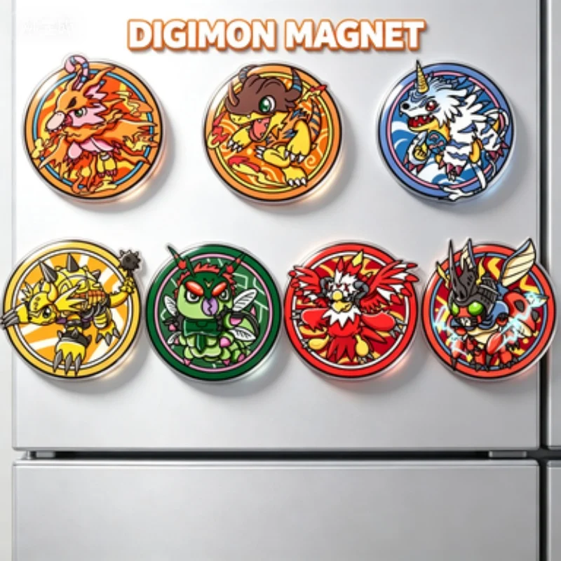 Магнит на холодильник для фанатов Digimon Adventure: Бёрдрамон, Греймон, Гарурумон, Металгреймон, Биёмон, Кувагамон. Декоративные аниме-сувениры и подарки.