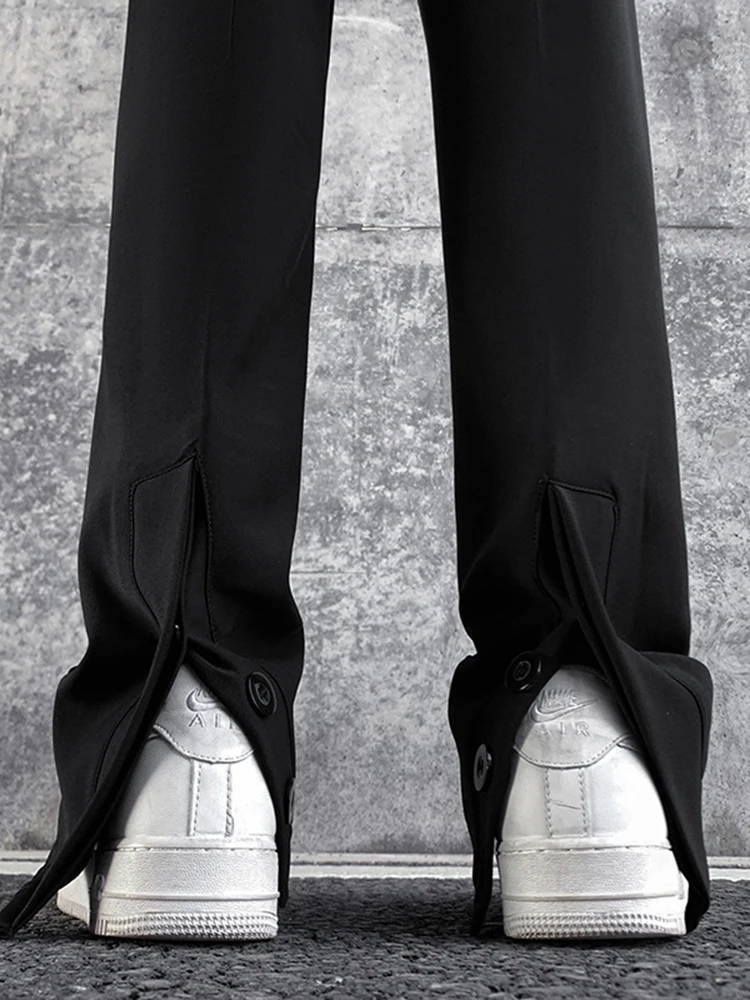 

Мужские брюки прямого кроя Slim Fit в стиле High Street: американские повседневные брюки с микро-клешем, дизайнерская модель, премиальное качество