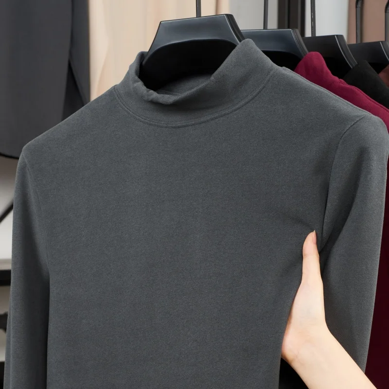 جديد الخريف/الشتاء الرجال وهمية الرقبة البلوزات طويلة الأكمام الياقة المدورة البلوز سترة الشتاء الدافئة المشارب الأساسية متماسكة الباردة بلوزة