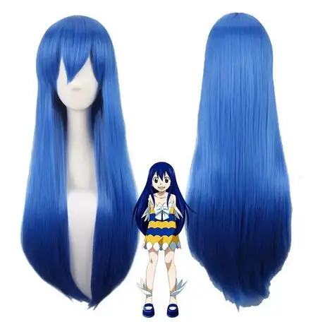 Anime Fairy Tail Women Wendy Marvell Cosplay Wig Wendy Marvell Blue Long Straight Hair Wig Costumes