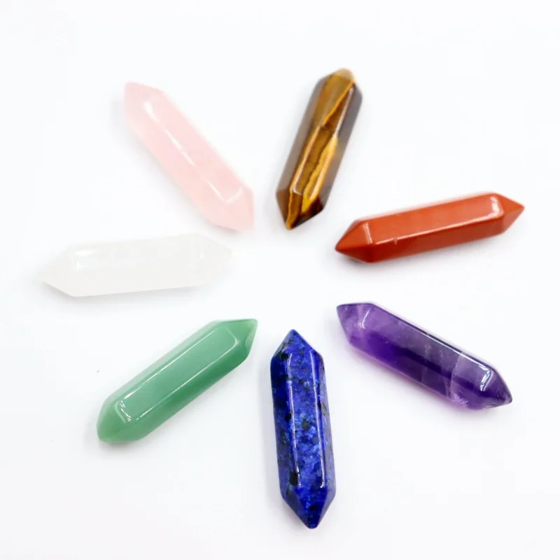 

Natural Crystal Colorful Crystal Column Six Prism Raw Stone Set Yoga Stone Polished Decorative Ornament