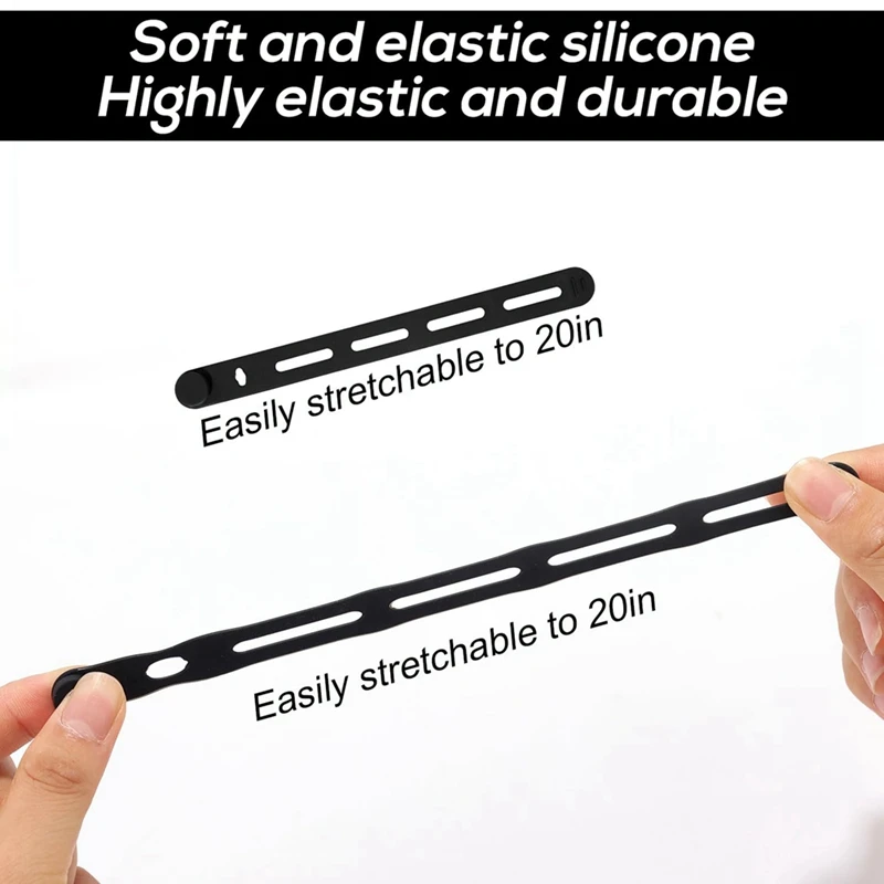 34pcs Silicone Fishing Rod Straps, 2 Sizes Stretchy Reusable Rubber Bands Belts for Flying Rods-ELEC
