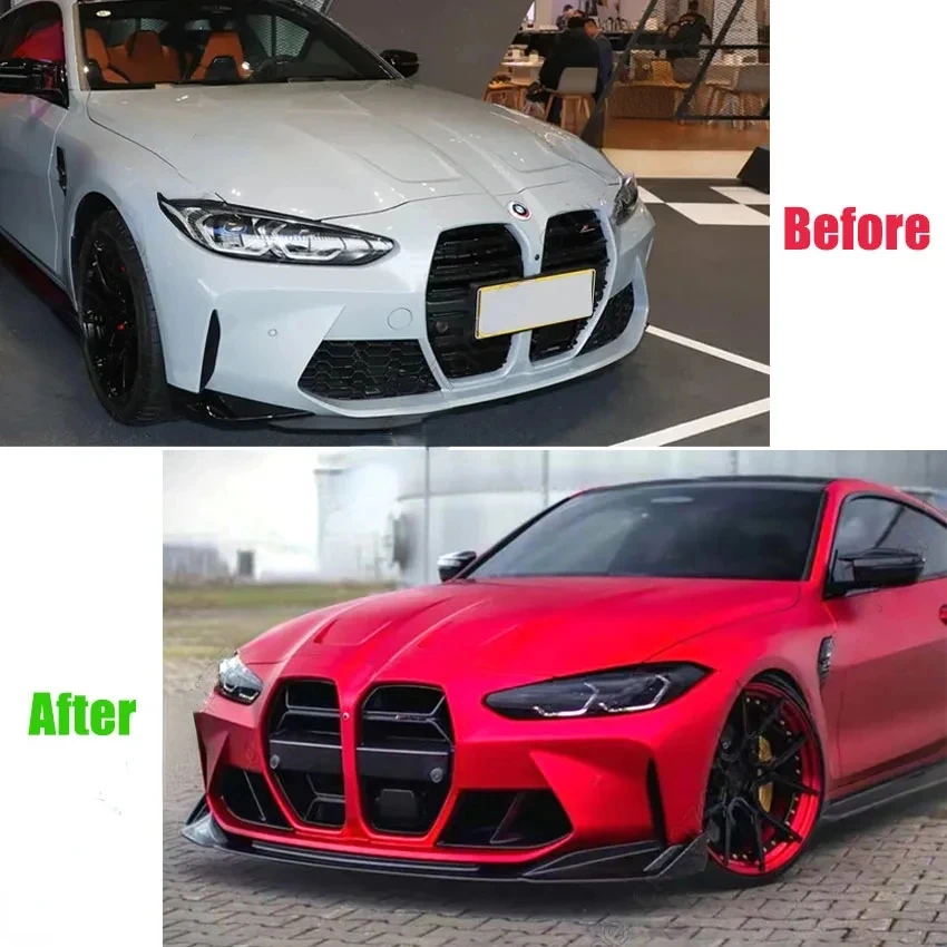 Hot For BMW 2021-2024 Car M3 M4 G80 G82 Front Bumper Lip Splitter Diffuser Spoiler Bumper Guard Protector Accessories Body Kits