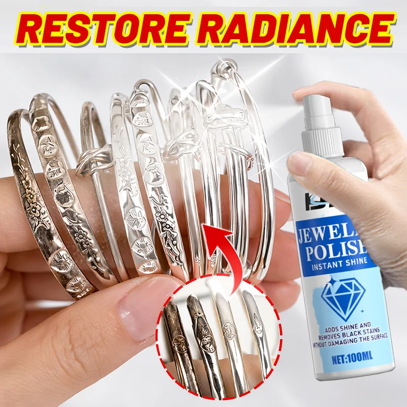 KJM 100ml Instant Jewelry Cleaner Spray Anti-Tarnish Polishing Liquid for Gold Silver Diamond Removes Oxidation Stains on Rings
