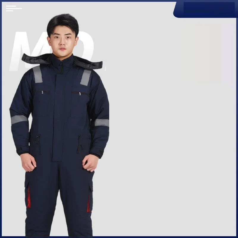 Mens Winter Coveralls Cold-proof Uniforms Cotton Padded Work Clothes Cold Storage Overalls Thick Warm Labor Protection Jumpsuit