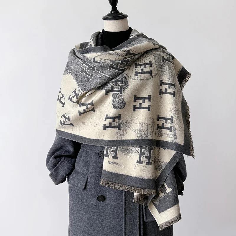 

2025 New Women Fashion Brand Letter Scarf Luxury Autumn Winter Warm Shawls Print Scarve Pashmina Mujer Femme Foulard Bufanda