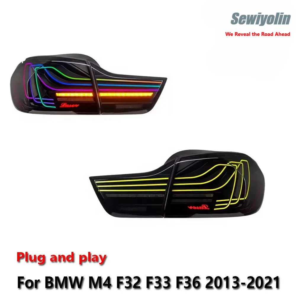 

Sewiyolin Car LED Tail Light Parts For BMW M4 F32 F33 F36 2013-2021 RGB Fog DRL Brake Turn Signal Lamp Plug And Play