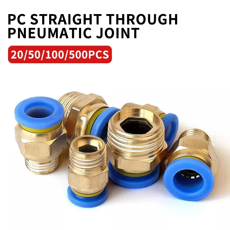 

Pneumatic Air Connector Fitting PC 4/6/8/10/12mm Thread 1/8 1/4 3/8 1/2 Hose Fittings Pipe Quick Connectors